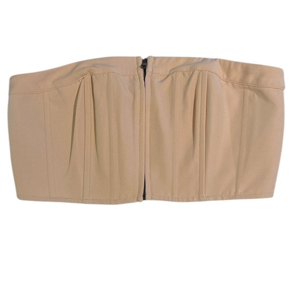 🌻 Forever 21 Peachy Tan Strapless Cropped Zipper Front Top NWT